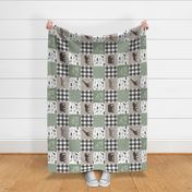 Stay Wild  - Safari Wholecloth - Sage and Grey w/ plaid (90)