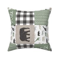 Stay Wild  - Safari Wholecloth - Sage and Grey w/ plaid (90)