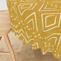 Safari Wholecloth Diamonds on mustard - farmhouse diamonds - mud cloth fabric