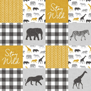 Stay Wild - Safari Wholecloth - Mustard w/ plaid 