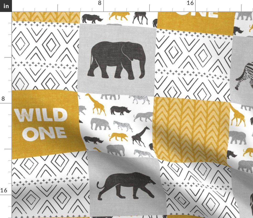 Wild One - Safari Wholecloth - Mustard and Grey