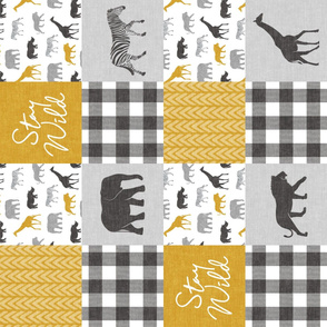 Stay Wild - Safari Wholecloth - Mustard w/ plaid (90)