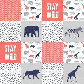 Stay Wild - Safari Wholecloth - Coral  