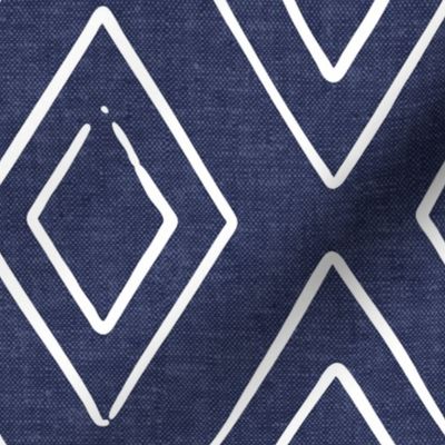 Safari Wholecloth Diamonds on blue - farmhouse diamonds - mud cloth fabric
