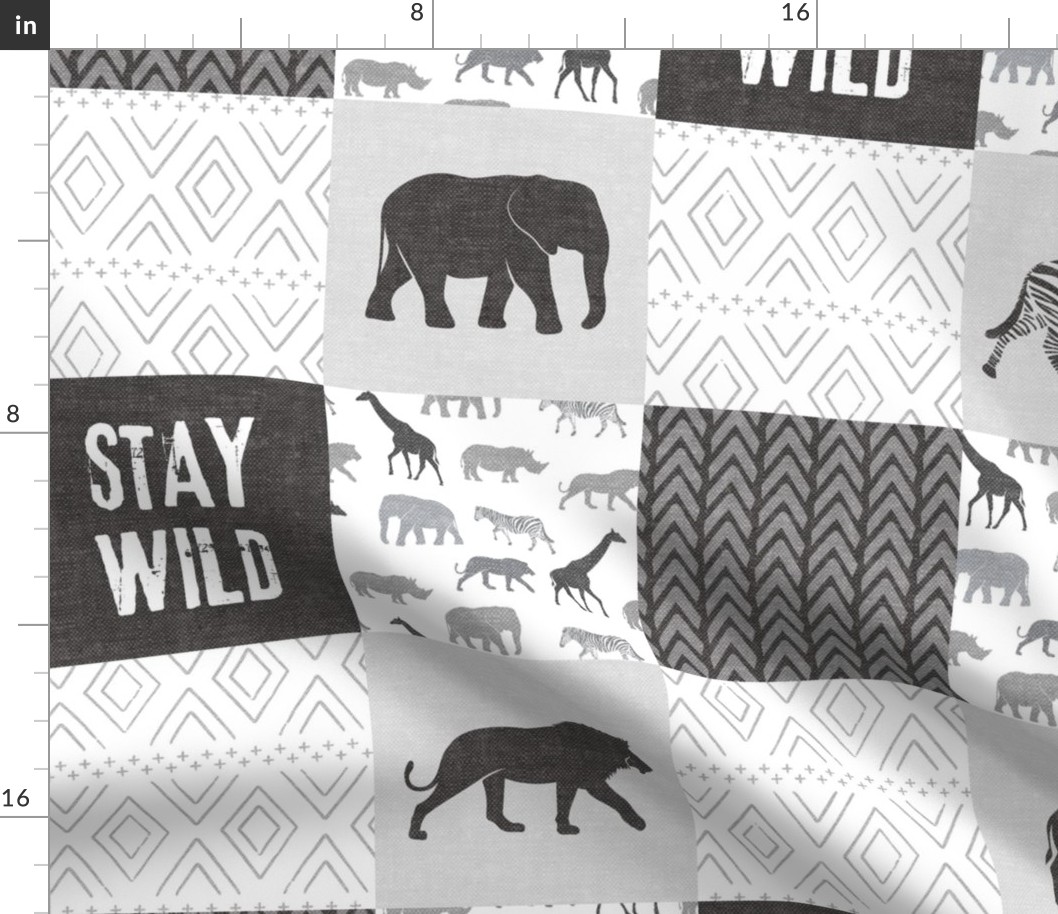 Stay Wild - Safari Wholecloth - monochrome