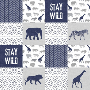 Stay Wild - Safari Wholecloth - Navy 