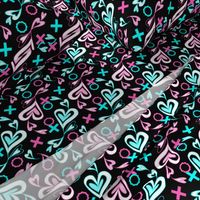 Pink and Aqua Hearts Xs and Os