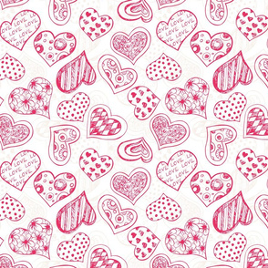 Pattern with red hearts