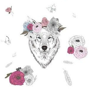 6" Girl Wolf with Flowers