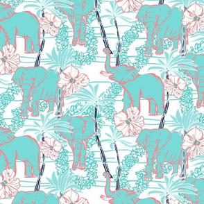 Tropical Elephants & Palms