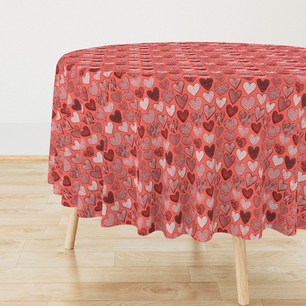 Textured Hearts on Coral