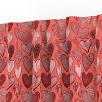 Textured Hearts on Coral