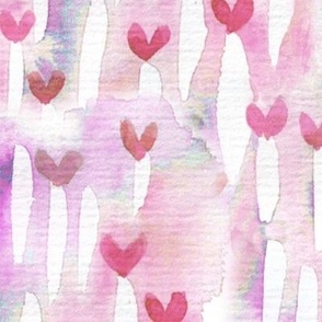 pink hearts watercolor large scale