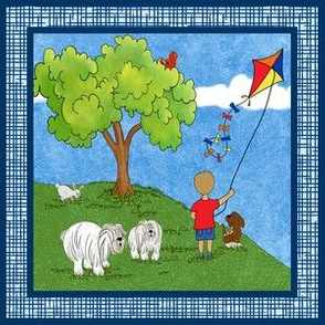 6x6" square - Boy Flying Kite