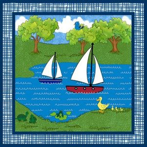 6x6" square - Sailboats