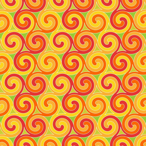 triple spirals, firey