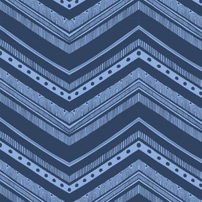 Doodle Chevron - Blue on Blue