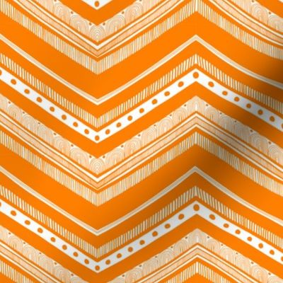 Doodle Chevron - Orange on White