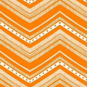 Doodle Chevron - Orange on White