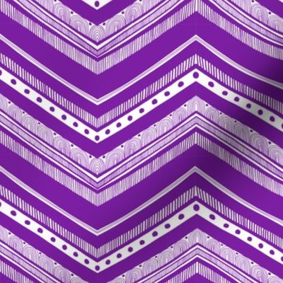 Doodle Chevron - Violet on White