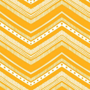 Doodle Chevron - Yellow on White