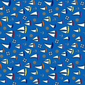 Sailboats on Dark Blue - small scale - rotated