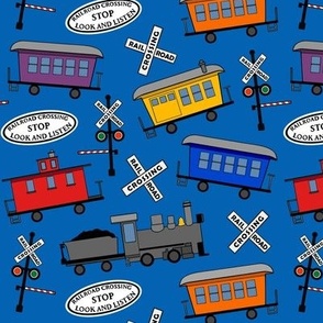 Trains on Blue - medium scale