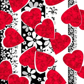 With love .Red and black hearts / small scale for dolls 