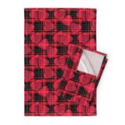 Red hearts seamless plaid checkered pattern