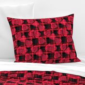 Red hearts seamless plaid checkered pattern