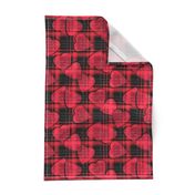 Red hearts seamless plaid checkered pattern