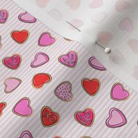 (1/2" scale) heart sugar cookies - valentines - pink stripe C18BS