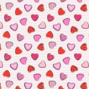 (1/2" scale) heart sugar cookies - valentines - pink stripe C18BS