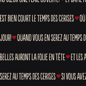 ★ LE TEMPS DES CERISES ★ French Love Song / White and Red on Black – Large Scale