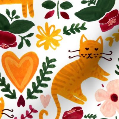 Gouache Valentine Cats (Large Version)
