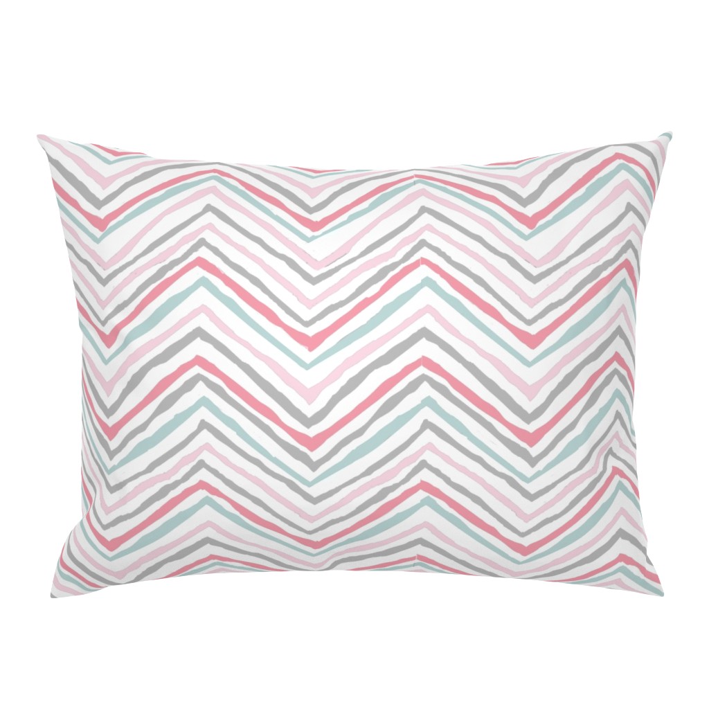 zig zag pink aqua gray coral