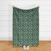 9” Monstera Palm Leaves - Dark green on white