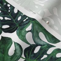 9” Monstera Palm Leaves - Dark green on white