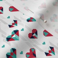 Geometric Heart Day Red Teal