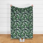 18” Monstera Palm Leaves - Dark green on white