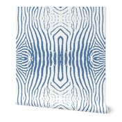 Zebra hide in blue on white