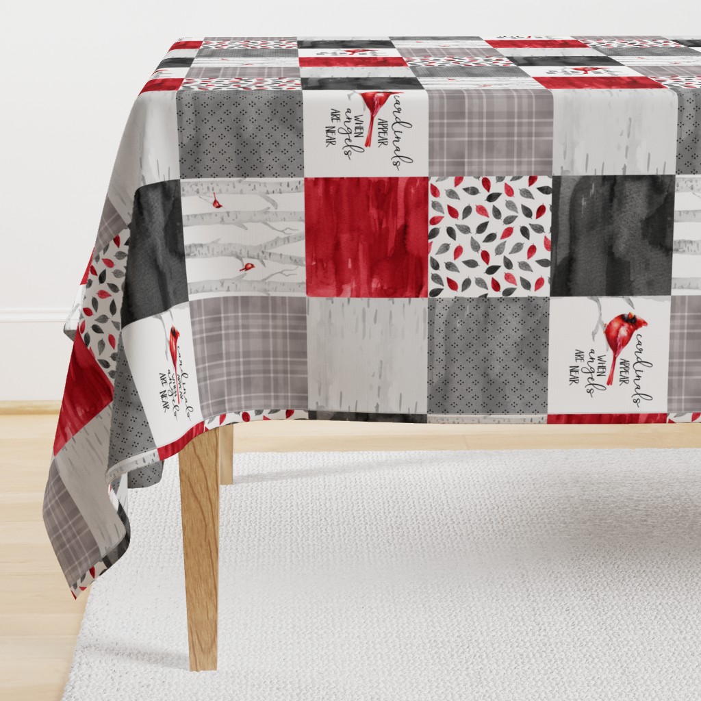 Cardinals appear when angels are near//Version 2 - Wholecloth Cheater Quilt 