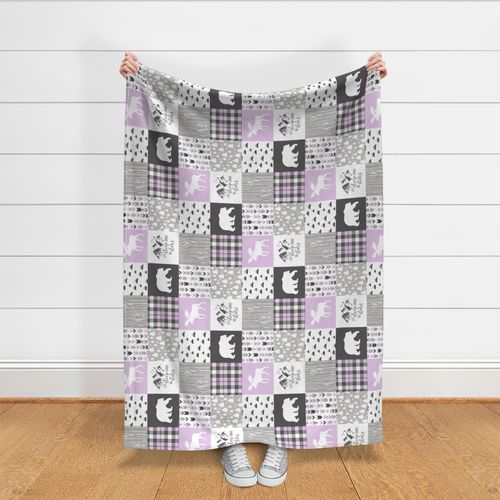 Let's Sleep under the stars//Purple/Grey - Wholecloth Cheater Quilt - Rotated