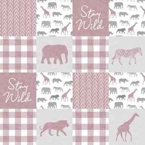 Stay Wild - Safari Wholecloth - Mauve  w/ plaid