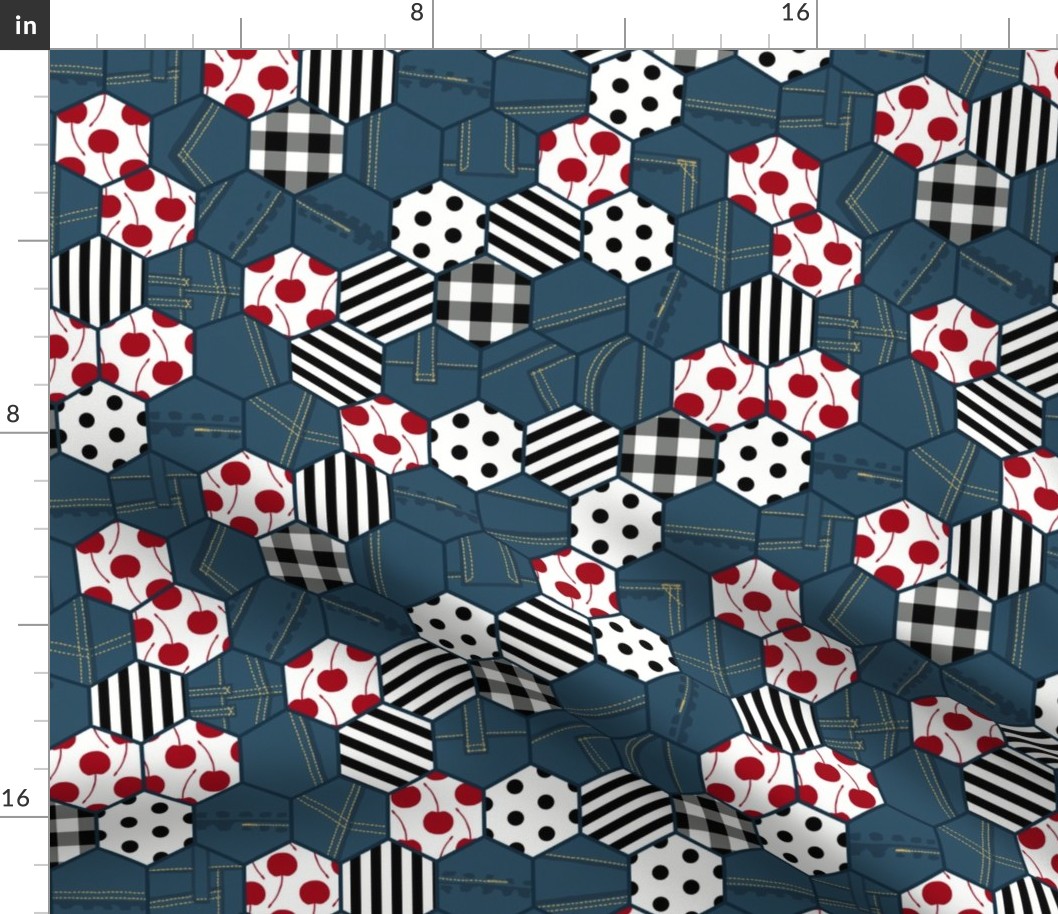 Rockabilly Cheater Hexie Quilt