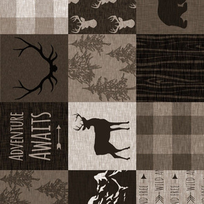Adventure Awaits Quilt- Brown And Black - mountains