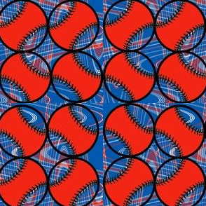 Red Silver and Blue Baseballs 