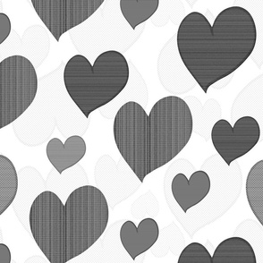 Hearts Textures Black and White