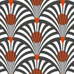 Art deco grey and orange fans