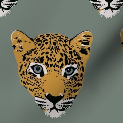 Leroy the Leopard in teal grey